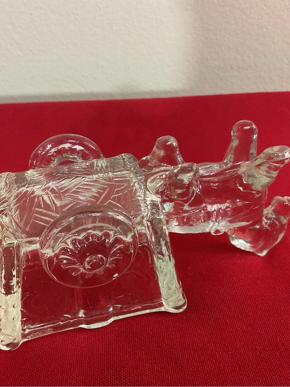 Vintage K.R. Haley Knox Glass Horse & Cart Clear Glass Candy Nut Trinket Dish